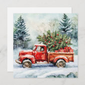 kerstboomwagen feestdagenkaart (Voorkant / Achterkant)