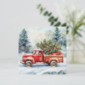 kerstboomwagen feestdagenkaart (Staand voorkant)