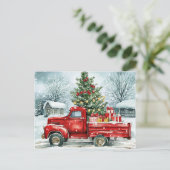 kerstboomwagen feestdagenkaart (Staand voorkant)