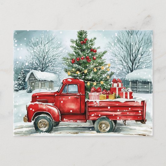 kerstboomwagen feestdagenkaart (Voorkant)