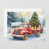 kerstboomwagen feestdagenkaart (Voorkant / Achterkant)