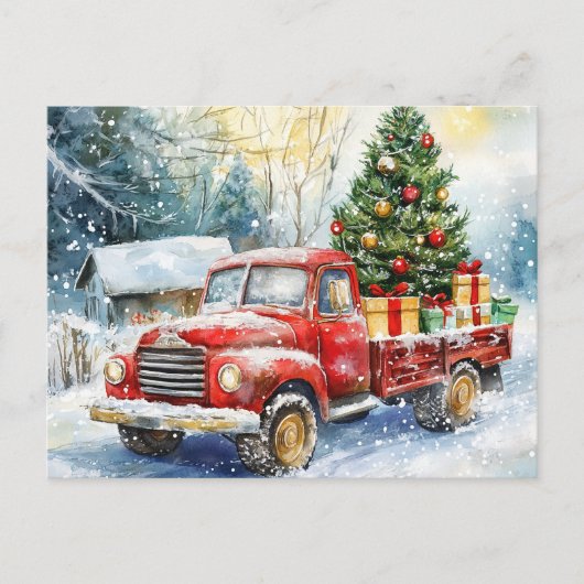 kerstboomwagen feestdagenkaart (Voorkant)