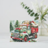 kerstboomwagen feestdagenkaart (Staand voorkant)