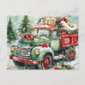 kerstboomwagen feestdagenkaart (Voorkant)