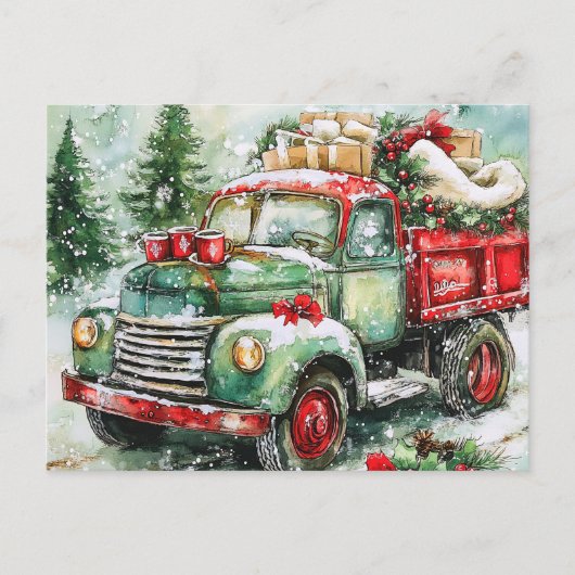 kerstboomwagen feestdagenkaart (Voorkant)