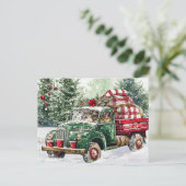 kerstboomwagen feestdagenkaart (Staand voorkant)