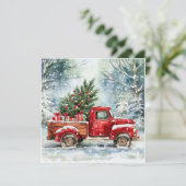 kerstboomwagen feestdagenkaart (Staand voorkant)