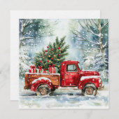 kerstboomwagen feestdagenkaart (Voorkant / Achterkant)