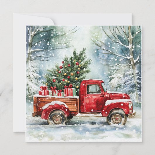 kerstboomwagen feestdagenkaart (Voorkant)