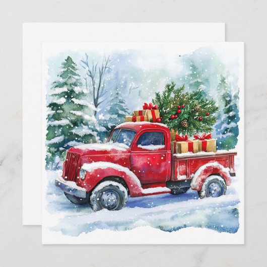 kerstboomwagen feestdagenkaart (Voorkant / Achterkant)