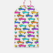 kerstboomwagens kerstbomen kleurrijk cadeaulabel (Achterkant)