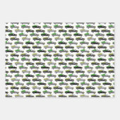 kerstboomwagens met Xmas Trees Grayscale Inpakpapier Vel (Voorkant 3)