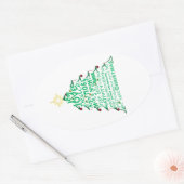 kerstboomwoorden ovale sticker (Envelop)