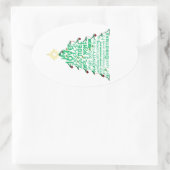 kerstboomwoorden ovale sticker (Tas)