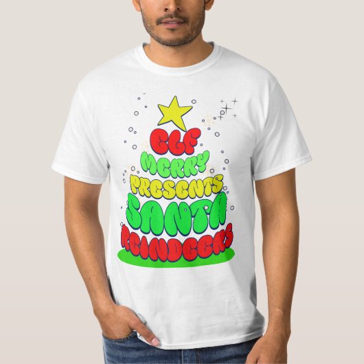 kerstboomwoorden t-shirt (Voorkant)