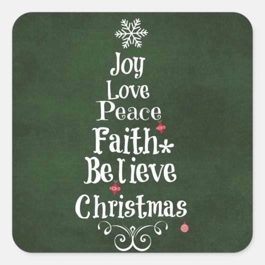 kerstboomwoorden vierkante sticker (Voorkant)