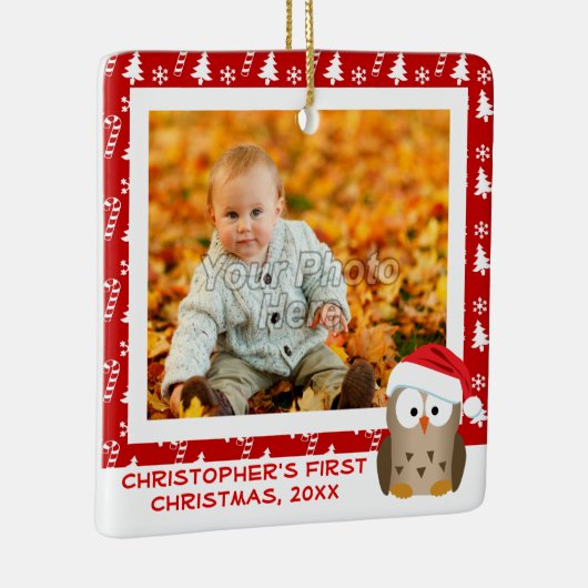 kerstboomwortel Aangepaste Kinderen/Baby/eerste fo Keramisch Ornament (Rechts)