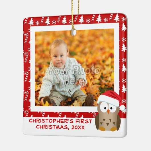 kerstboomwortel Aangepaste Kinderen/Baby/eerste fo Keramisch Ornament (Links)