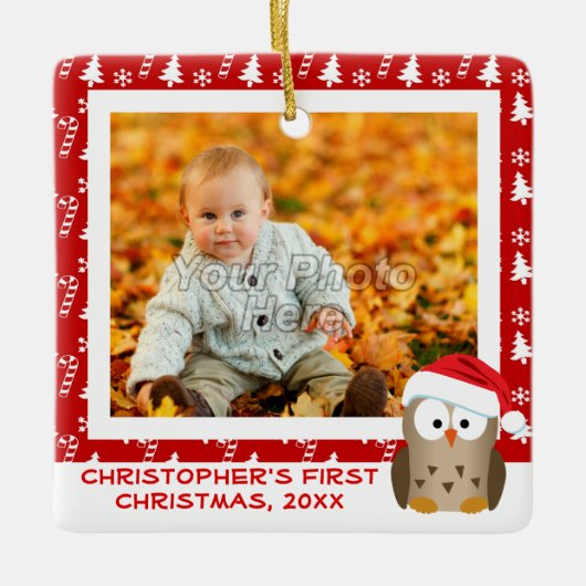 kerstboomwortel Aangepaste Kinderen/Baby/eerste fo Keramisch Ornament (Voorkant)