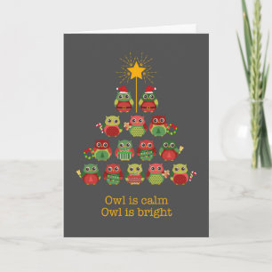 Kerstboomwortel is kalm in Cute Owl Illustraties Kaart