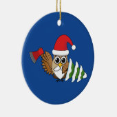 kerstboomwortel met Ax en Snowy Pine Tree Keramisch Ornament (Rechts)