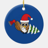 kerstboomwortel met Ax en Snowy Pine Tree Keramisch Ornament (Achterkant)