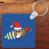 kerstboomwortel met Ax en Snowy Pine Tree Sleutelhanger (Achterkant)