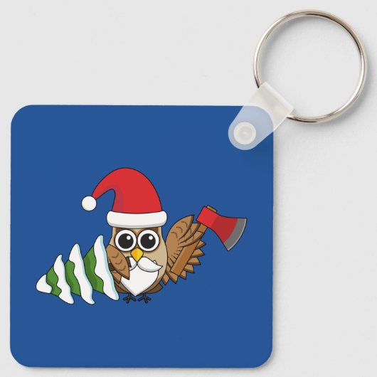 kerstboomwortel met Ax en Snowy Pine Tree Sleutelhanger (Achterkant)