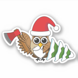 kerstboomwortel met Ax en Snowy Pine Tree Sticker