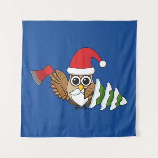 kerstboomwortel met Ax en Snowy Pine Tree Wandkleed (Voorkant)