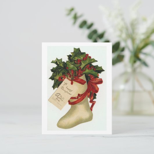 kerstboot feestdagenkaart (Staand voorkant)