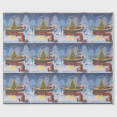 Kerstboot in sneeuw cadeaupapier (Vlak)