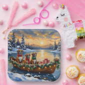 Kerstboot met Boxer Vakantie Papieren Bordje (Feest)