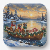 Kerstboot met Boxer Vakantie Papieren Bordje (Voorkant)