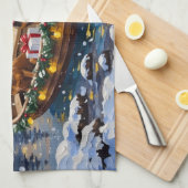 Kerstboot met Dachshund-vakantie Theedoek (Quarter Fold)