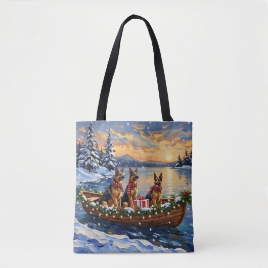 Kerstboot met Duitse Herders-holiday Tote Bag (Voorkant)