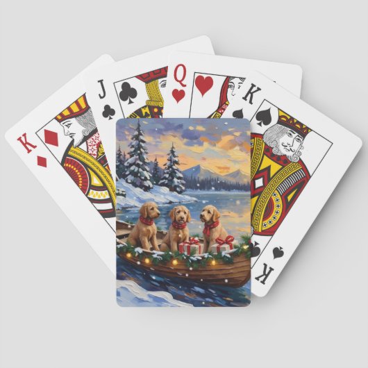 Kerstboot met Goldendoodle Vakantie Pokerkaarten (Achterkant)
