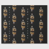 Kerstboot met gouden lichten cadeaupapier (Vlak)