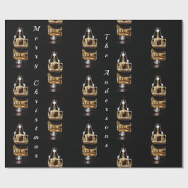 Kerstboot met gouden lichten cadeaupapier