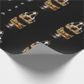 Kerstboot met gouden lichten cadeaupapier (Hoek)