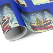 Kerstboot met lichten en sneeuw cadeaupapier (Rol Hoek)