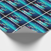 Kerstboot met verlichting cadeaupapier (Hoek)