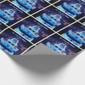 Kerstboot met witte lichten cadeaupapier (Hoek)