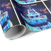 Kerstboot met witte lichten cadeaupapier (Rol Hoek)