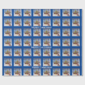 Kerstboot op sneeuw  cadeaupapier (Vlak)