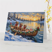 Kerstboot Vakantie Bouvier des Flandres Kaart (Gele Bloem)