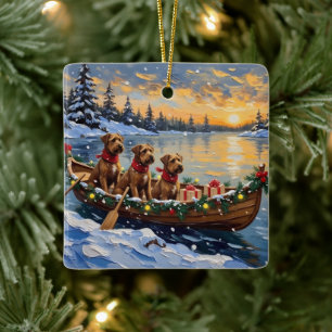 Kerstboot Vakantie Bouvier des Flandres Keramisch Ornament