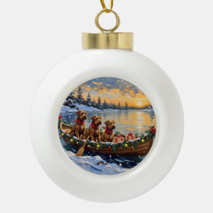 Kerstboot Vakantie Bouvier des Flandres Keramische Bal Ornament
