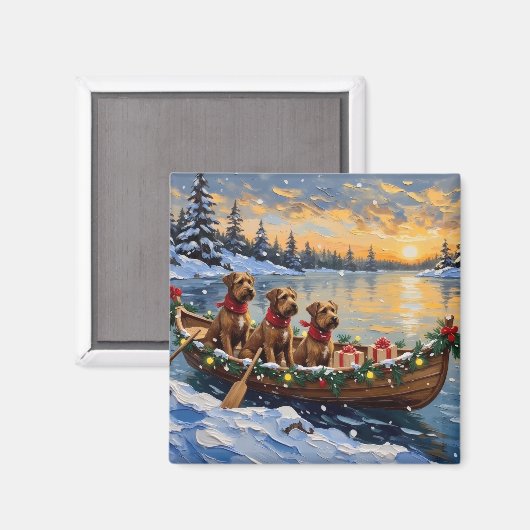 Kerstboot Vakantie Bouvier des Flandres Magneet (Voorkant / Achterkant)