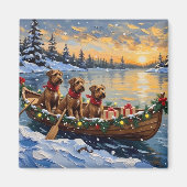 Kerstboot Vakantie Bouvier des Flandres Magneet (Voorkant)